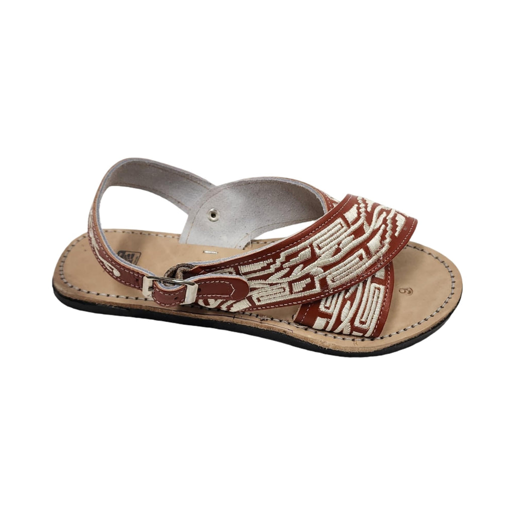 Dona Michi MEN LEATHER MEXICAN two strap PITEADO BORDADO SANDALS Huarache Cruzado Bordado