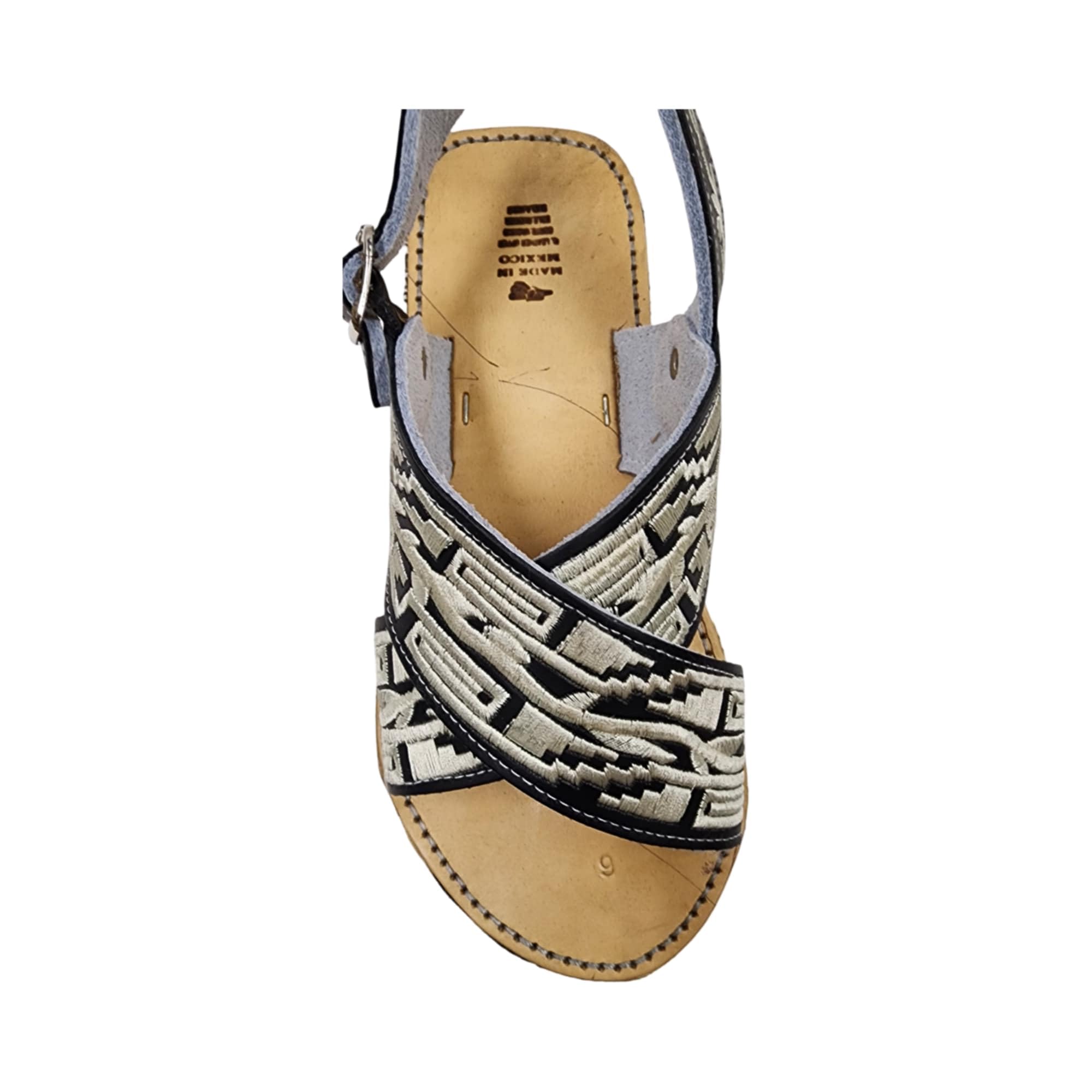 Dona Michi MEN LEATHER MEXICAN two strap PITEADO BORDADO SANDALS Huarache Cruzado Bordado