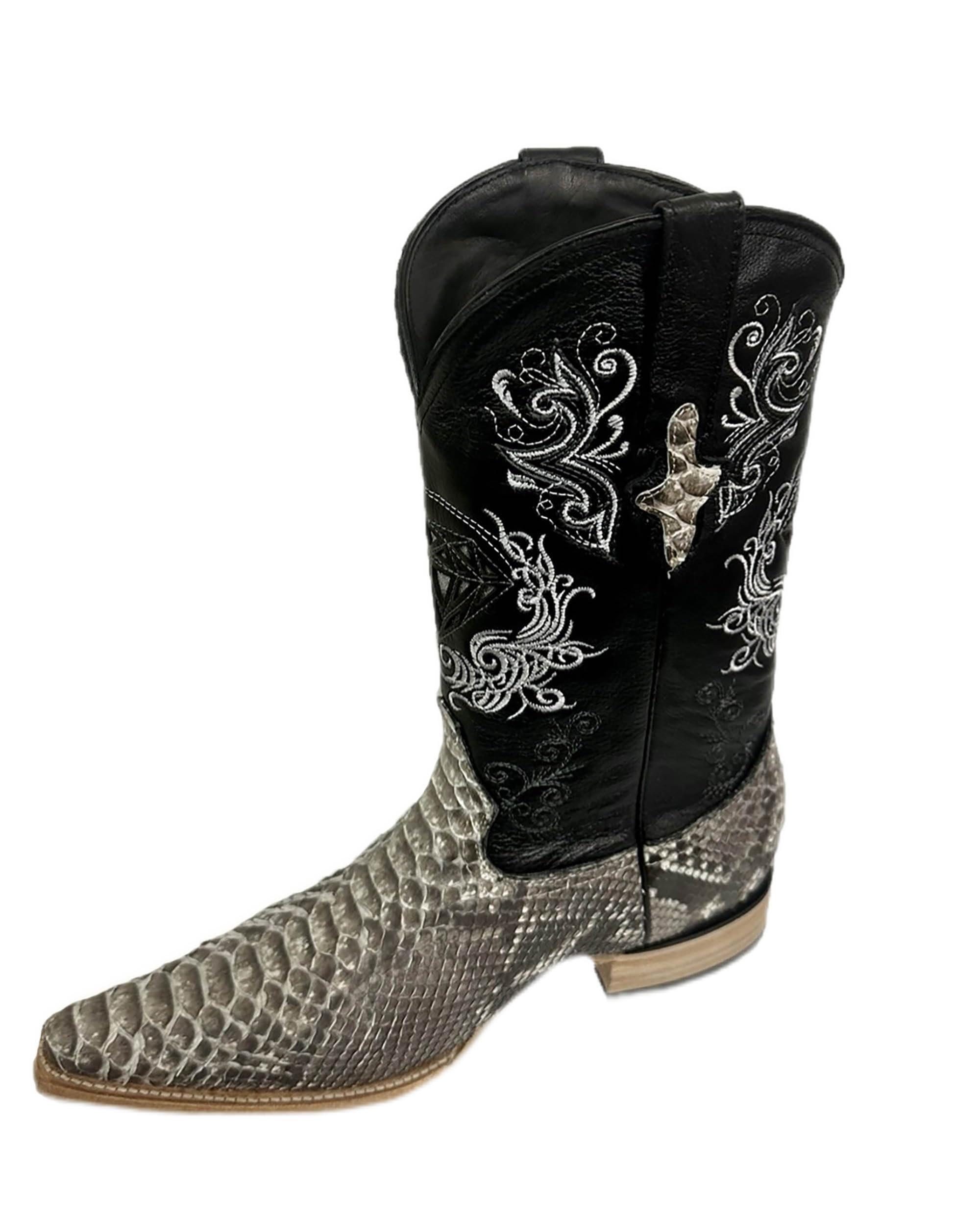 Dona Michi Men's Genuine Python SnakeSkin Leather Cowboy Western Snip Toe Boots