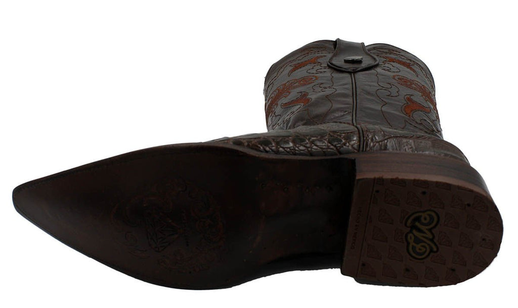 Dona Michi Men's Handcrafted Crocodile Alligator Belly Print Western Cowboy Boots