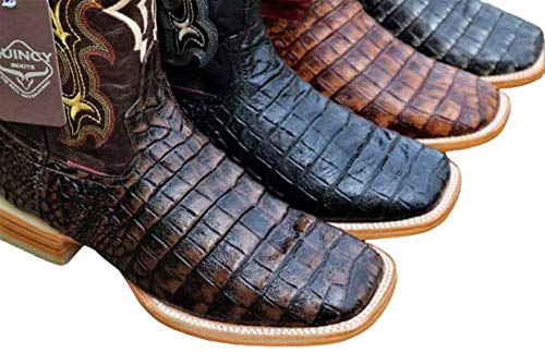 Dona Michi Men's Genuine Cowhide Coco Belly Print Leather Square Toe Boots Handcrafted