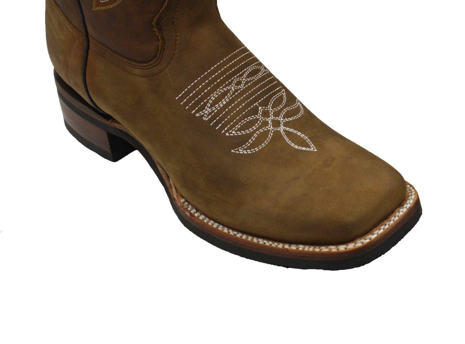 Men Genuine Cowhide Leather Cowboy Rodeo Western Boots