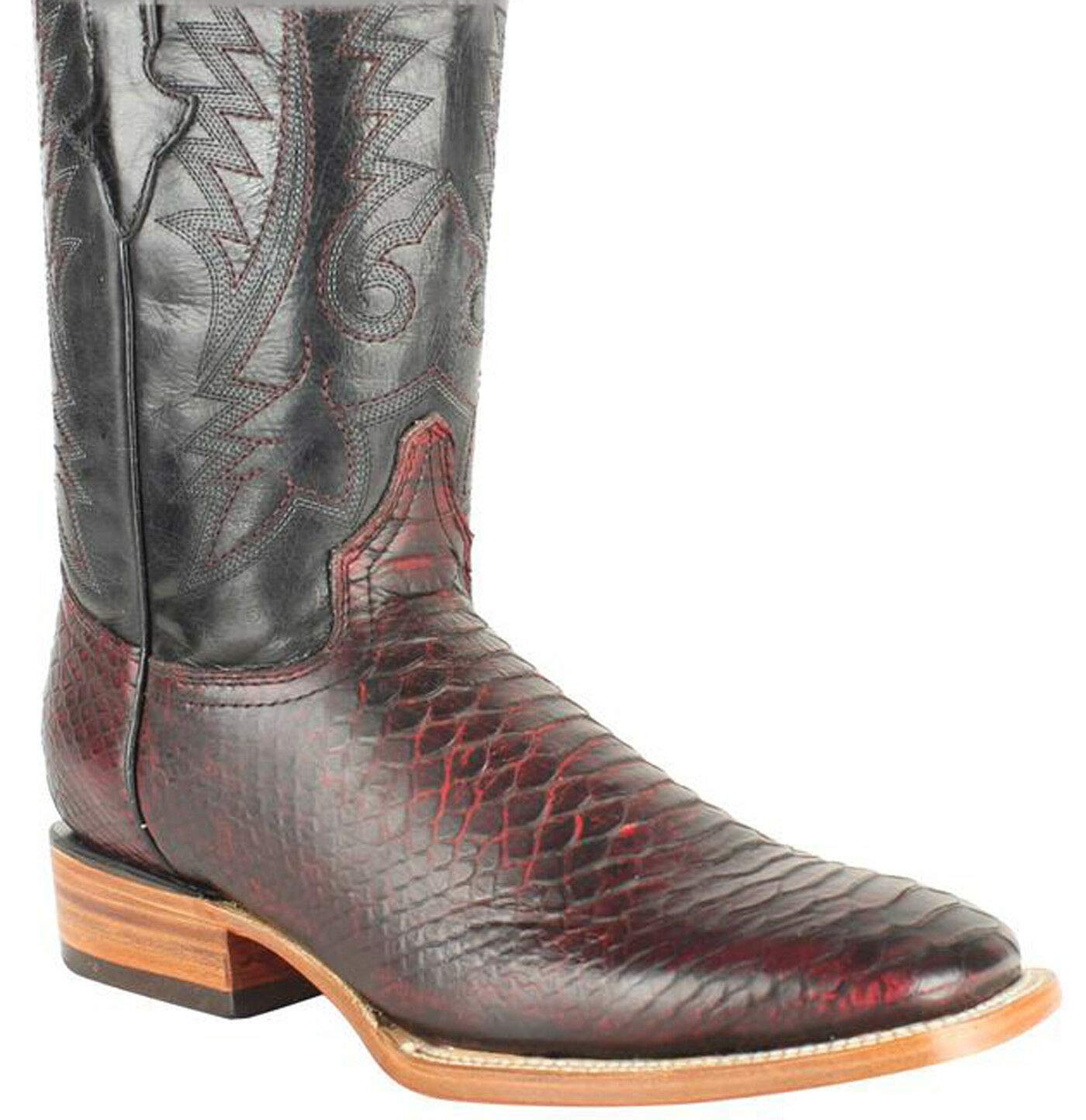 Dona Michi Men's Cow Hide Python Print Boots Square Toe Rodeo Handcrafted Quality Boots