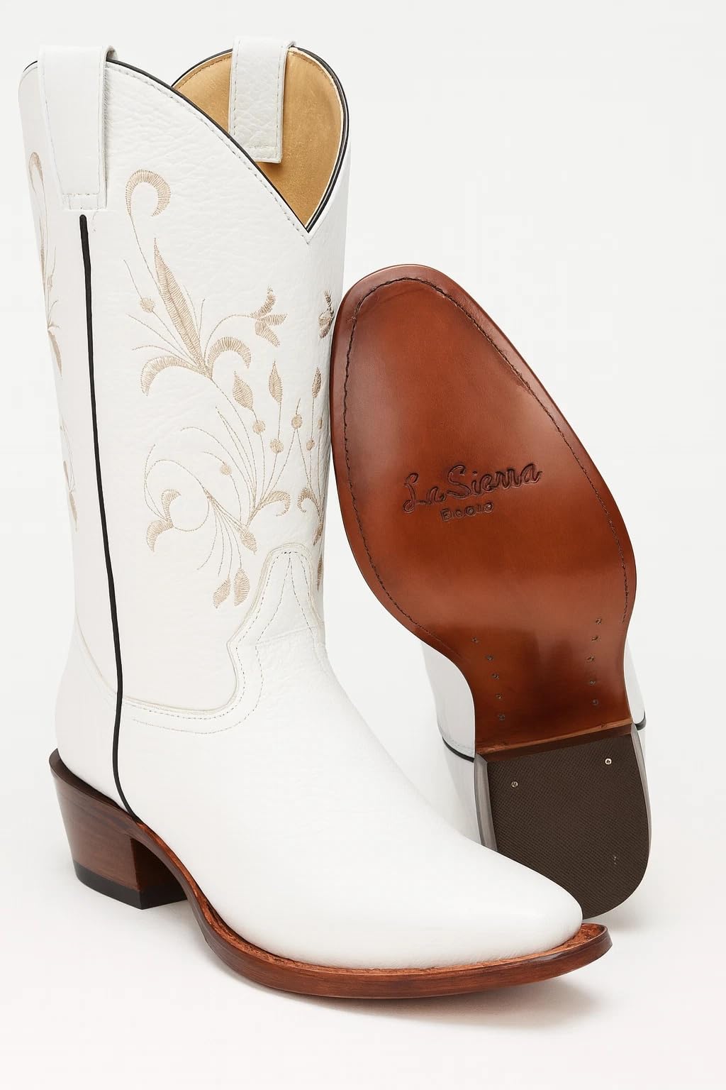 Dona Michi Women's Western Cowgirl White and Red Pointy Toe Boots Genuine Leather Dama Puntal