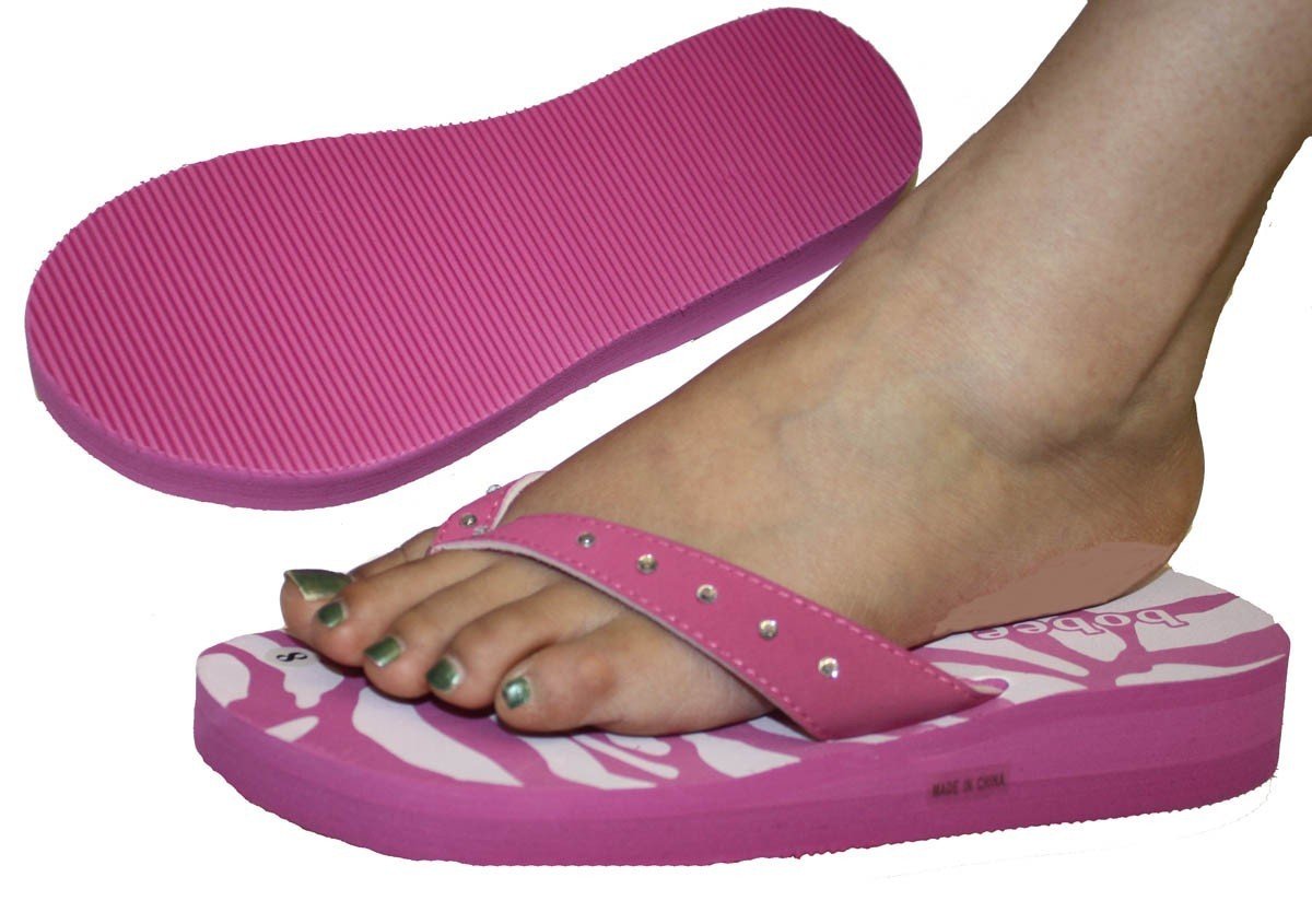Dona Michi Womens Sandal Flat Beach Flip Flops Zebra With Rhinestone Strap Style Thongs Flats Pamela-23