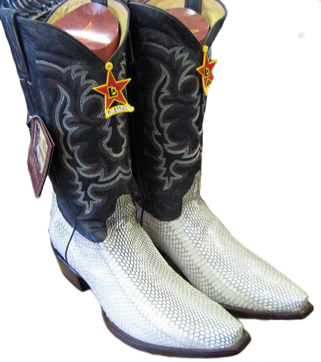 Men's Los Altos Genuine Cobra Snake Belly Snip Toe Natural Western Cowboy Boot