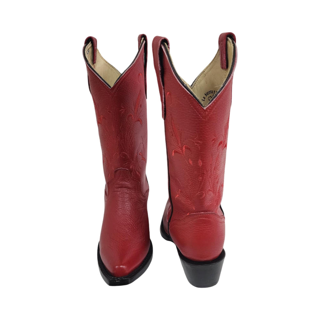Dona Michi Women's Western Cowgirl White and Red Pointy Toe Boots Genuine Leather Dama Puntal