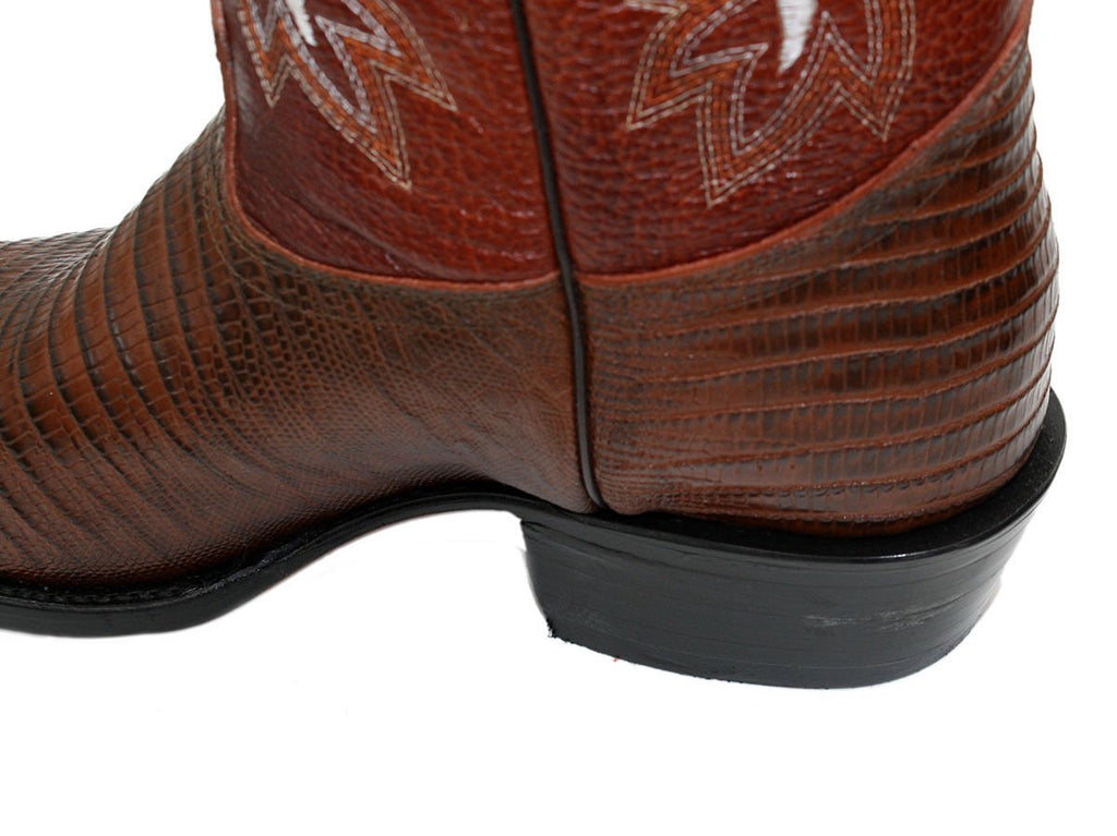 Men Genuine Cowhide Leather Lizard Print J Toe Cowboy Boots