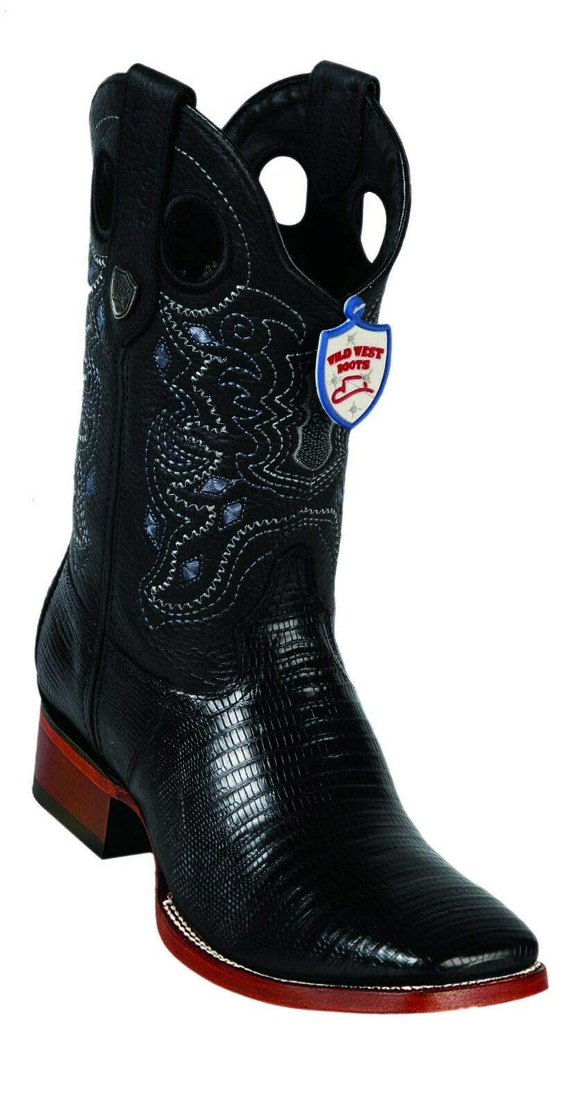 Dona Michi Men's Genuine Lizard Leather Square Toe Rodeo Western Boots Leather Sole