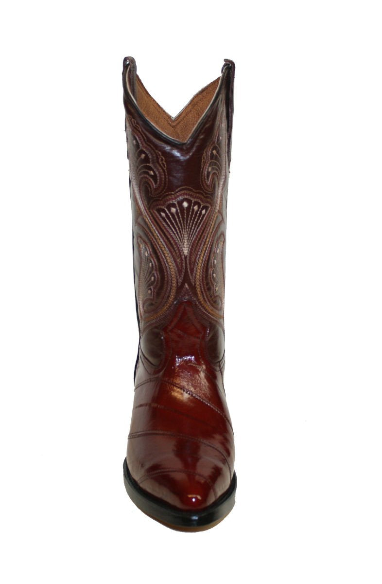 Men Genuine EEL Skin Cowboy Western j Toe Leather Boots