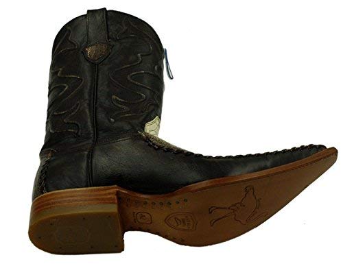 Dona Michi Men Genuine Ostrich Leg Leather Western Cowboy Snip Toe Boots