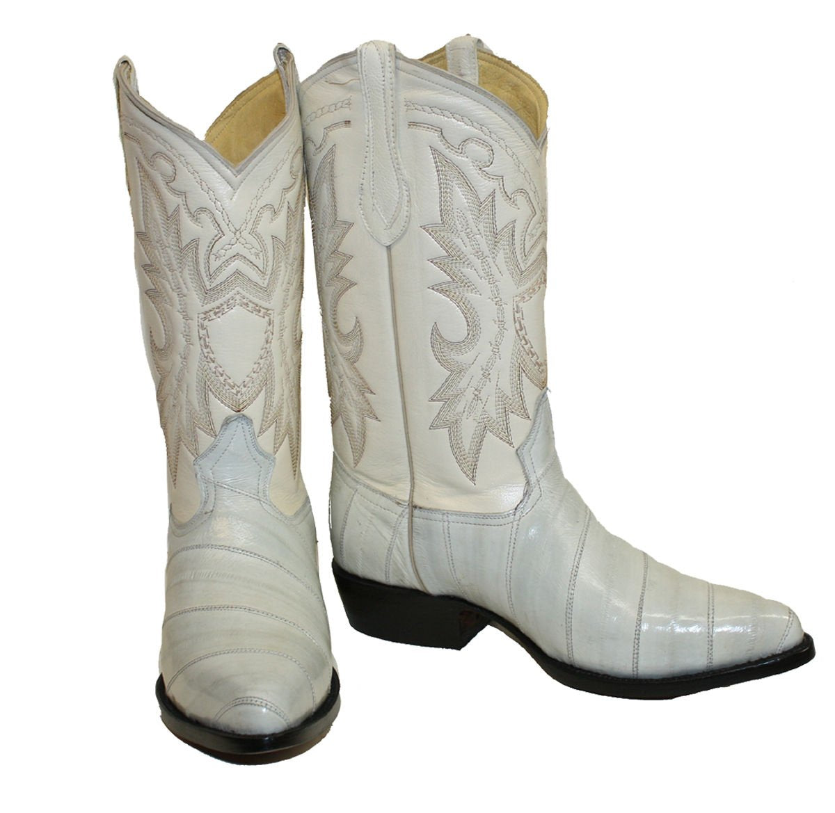 Men Genuine EEL Skin Cowboy Western j Toe Leather Boots