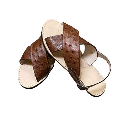 Dona Michi Men's Traditional Mexican Genuine Ostrich Leather Handmade Cruzado Sandals