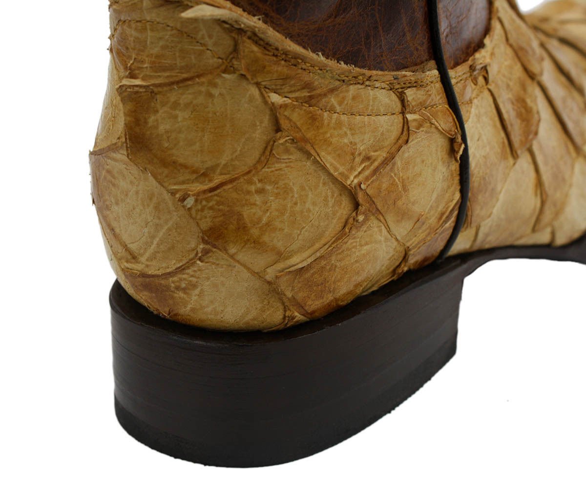 Men's Snip Toe Genuine Fish Skin Leather Cowboy Western Boots