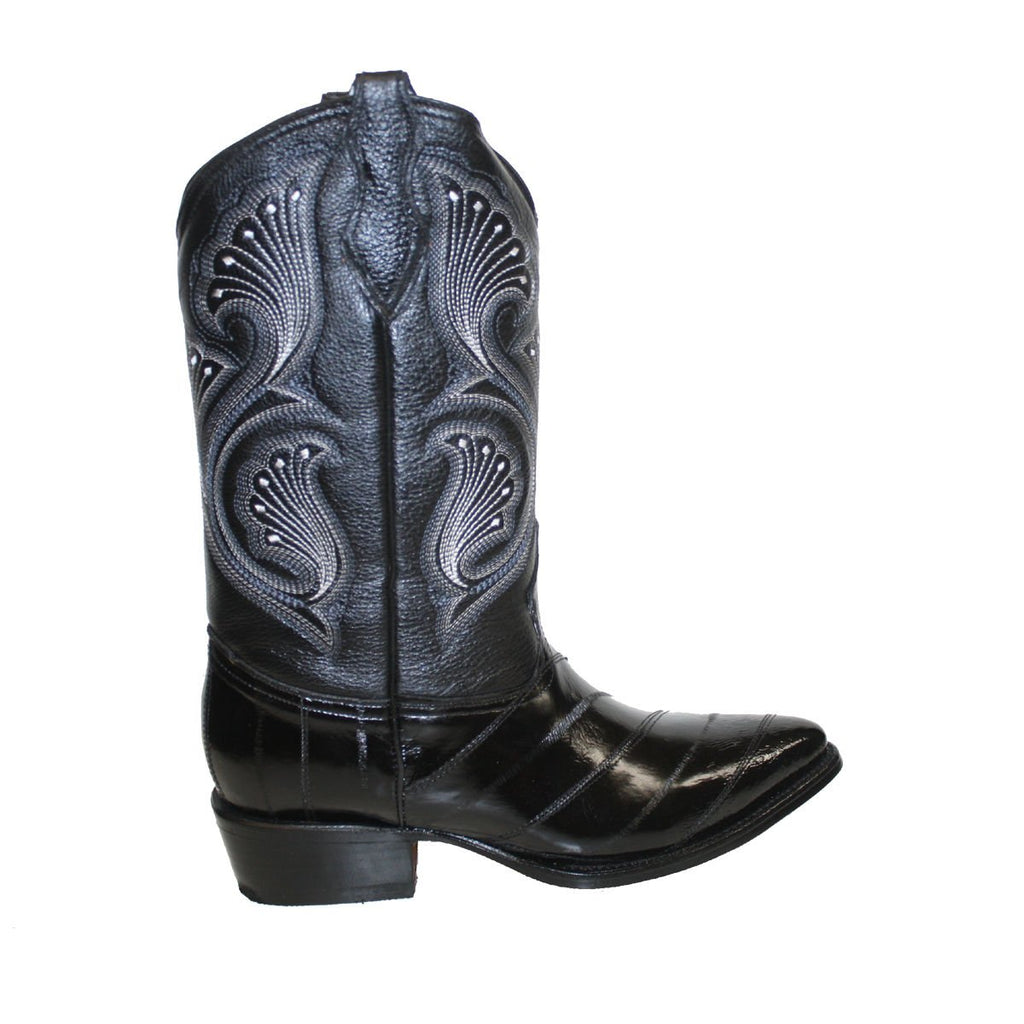 Men Genuine EEL Skin Cowboy Western j Toe Leather Boots