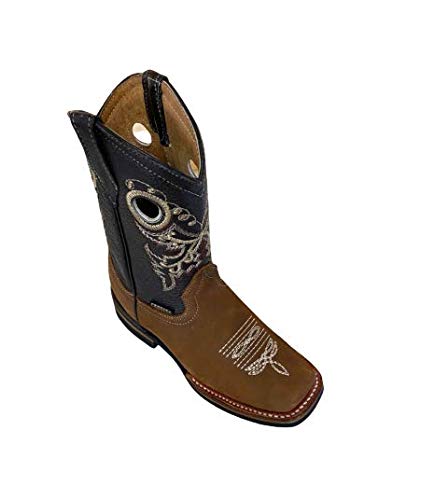 Dona Michi Kids Genuine Cowhide Leather Western Cowboy Rodeo Square Toe Handmade Bota