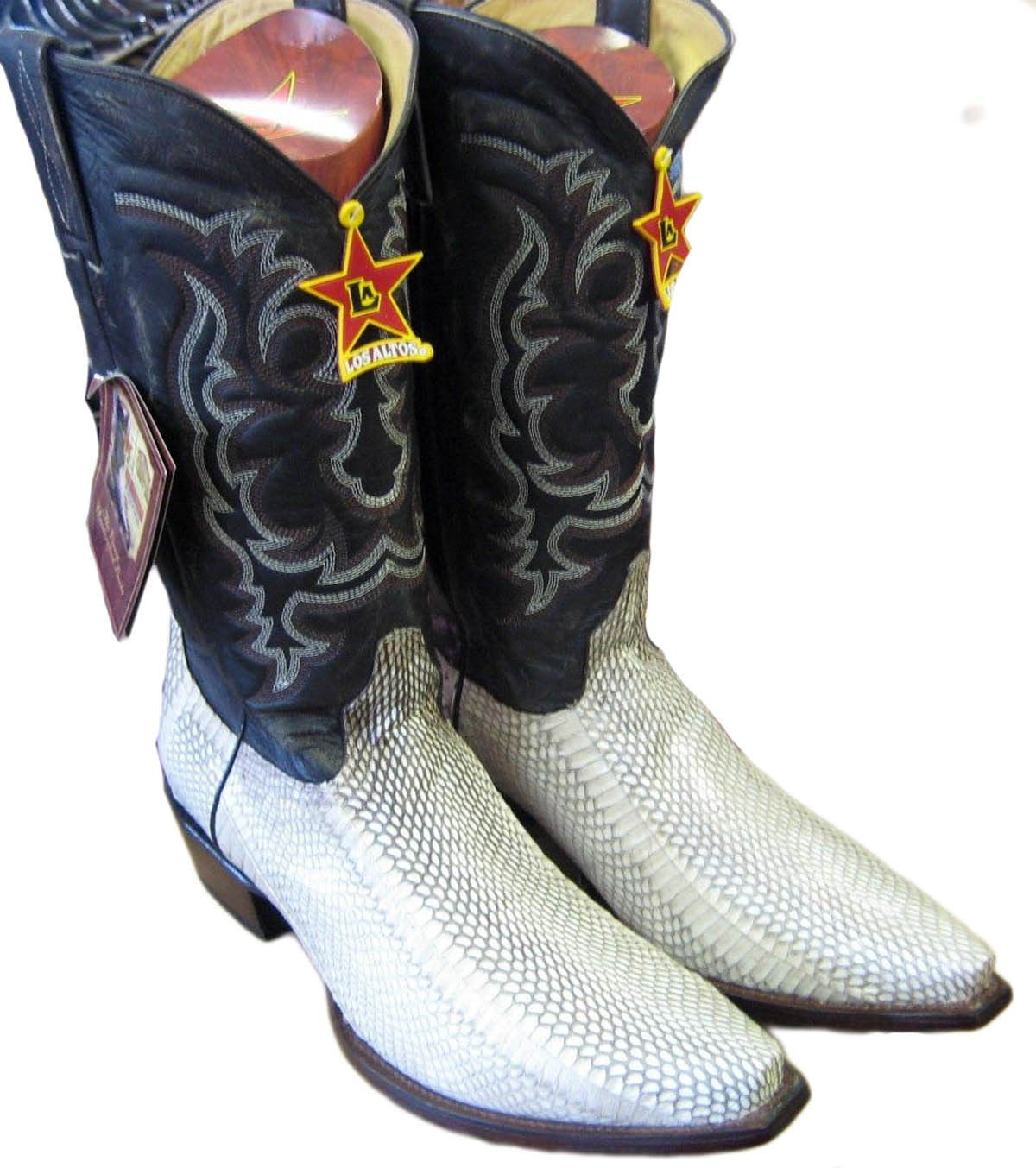Men's Los Altos Genuine Cobra Snake Belly Snip Toe Natural Western Cowboy Boot