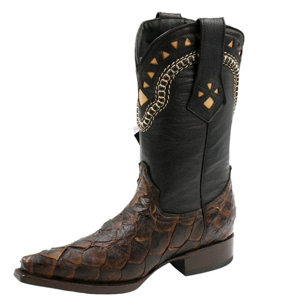 Men's Snip Toe Genuine Fish Skin Leather Cowboy Western Boots