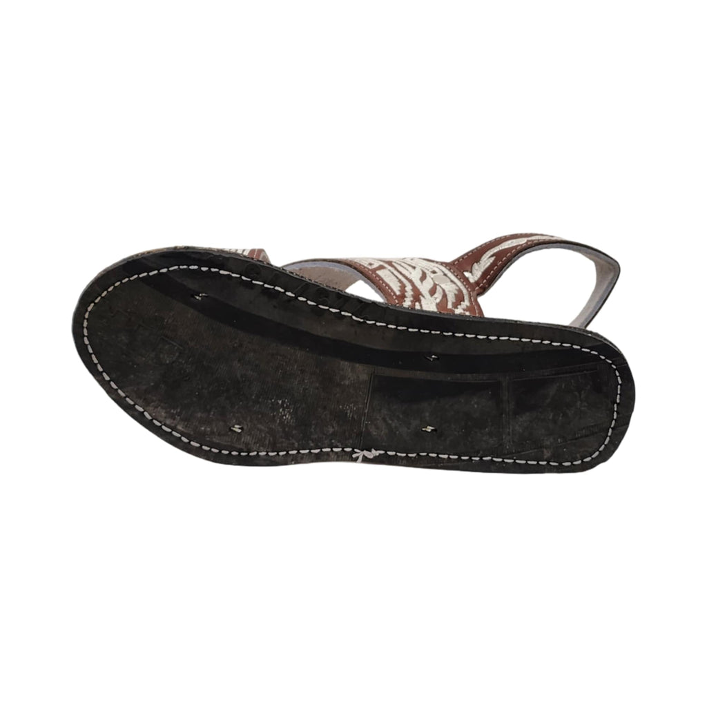 Dona Michi MEN LEATHER MEXICAN two strap PITEADO BORDADO SANDALS Huarache Cruzado Bordado