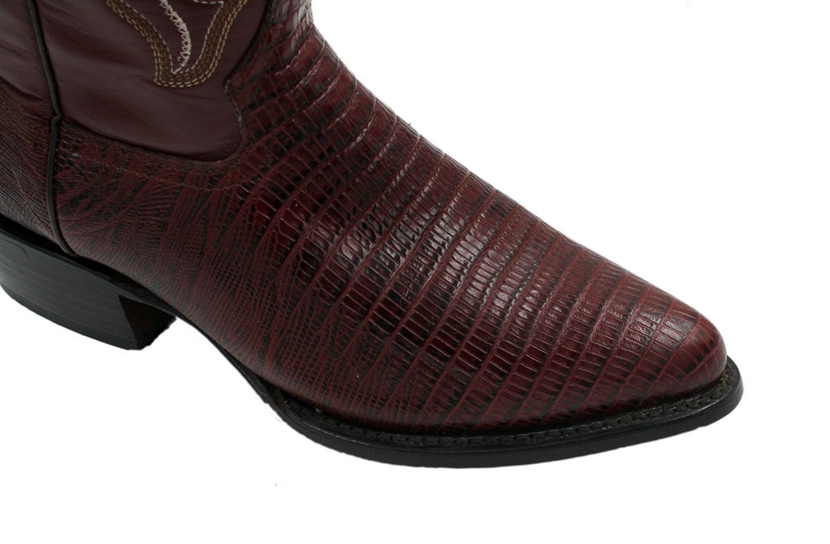 Men Genuine Cowhide Leather Lizard Print J Toe Cowboy Boots