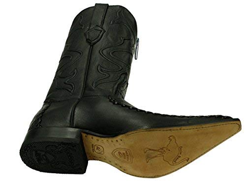 Dona Michi Men Genuine Ostrich Leg Leather Western Cowboy Snip Toe Boots