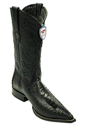 Dona Michi Men Genuine Ostrich Leg Leather Western Cowboy Snip Toe Boots