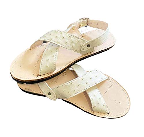 Dona Michi Men's Traditional Mexican Genuine Ostrich Leather Handmade Cruzado Sandals