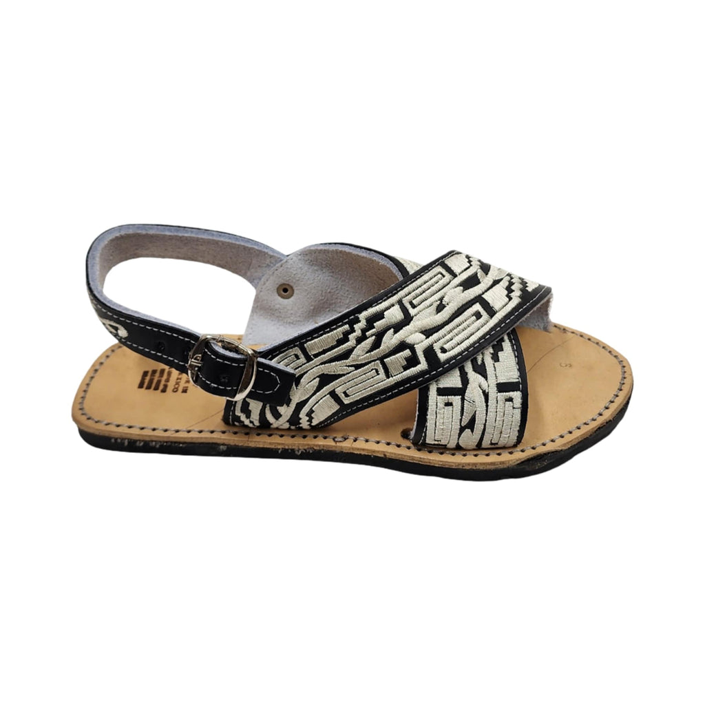 Dona Michi MEN LEATHER MEXICAN two strap PITEADO BORDADO SANDALS Huarache Cruzado Bordado