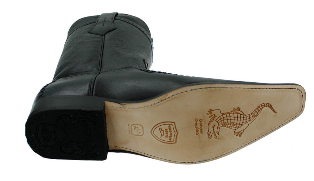 Men's Genuine Crocodile Belly Skin Leather Cowboy Square Toe Western Boots