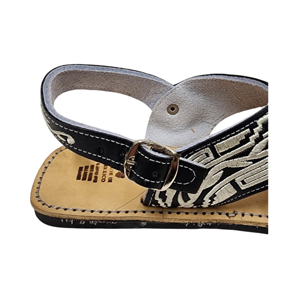 Dona Michi MEN LEATHER MEXICAN two strap PITEADO BORDADO SANDALS Huarache Cruzado Bordado
