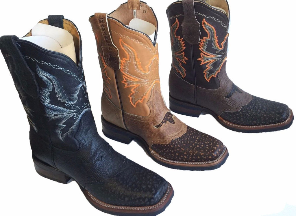 Men Cowboy Boots Genuine Cowhide Leather Crocodile Print Rodeo Boots