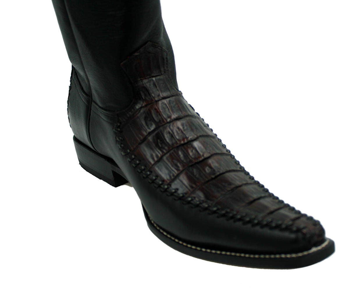 Men's Genuine Crocodile Belly Skin Leather Cowboy Square Toe Western Boots