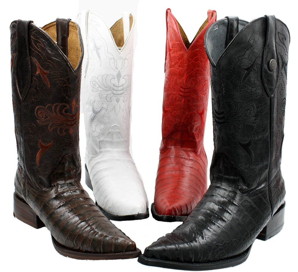 Dona Michi Men's Handcrafted Crocodile Alligator Belly Print Western Cowboy Boots