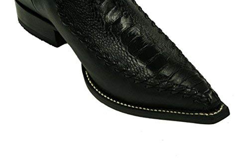 Dona Michi Men Genuine Ostrich Leg Leather Western Cowboy Snip Toe Boots