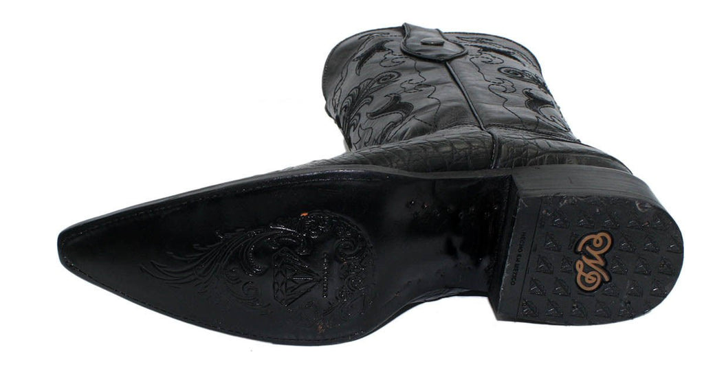 Dona Michi Men's Handcrafted Crocodile Alligator Belly Print Western Cowboy Boots