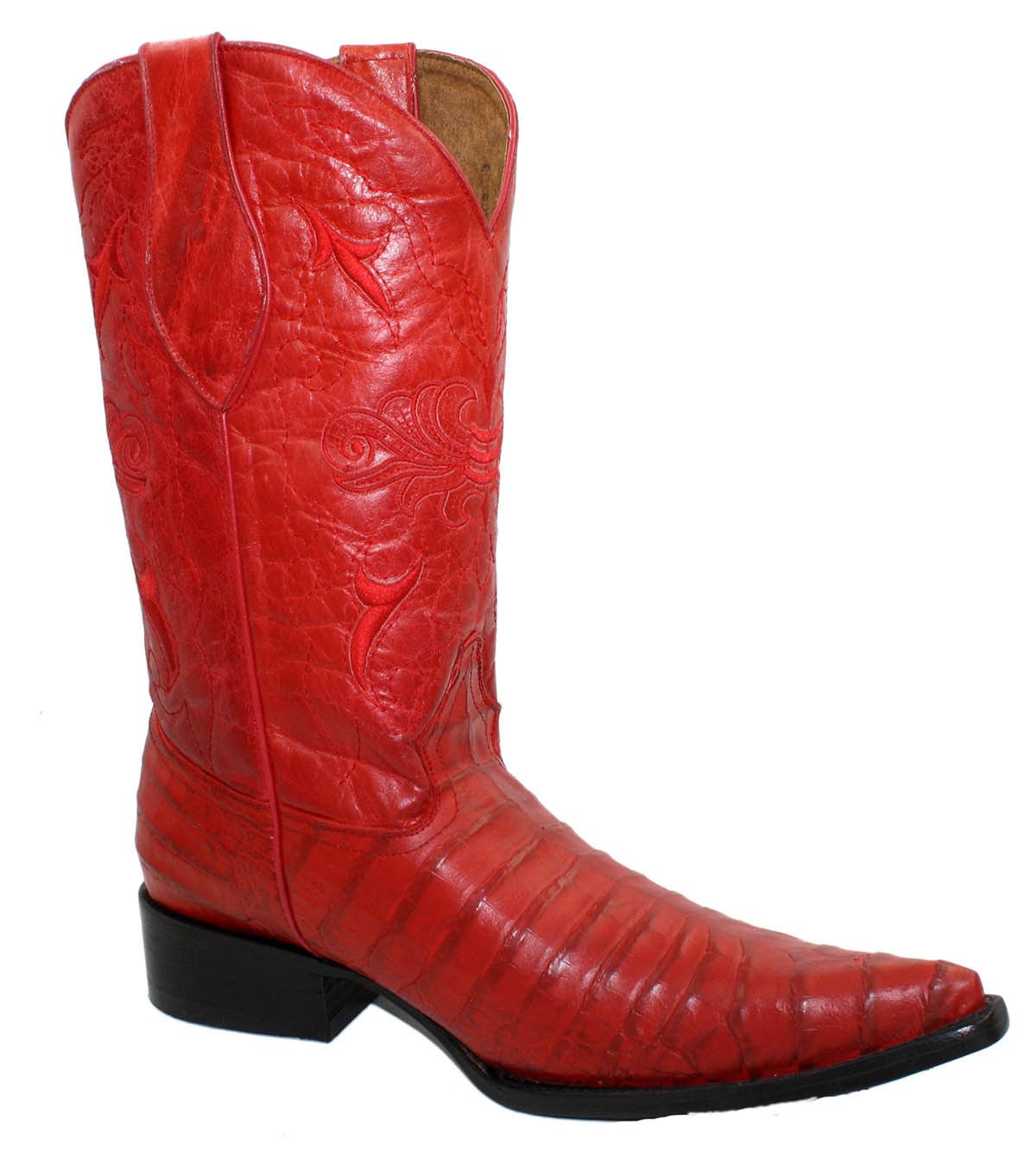 Dona Michi Men's Handcrafted Crocodile Alligator Belly Print Western Cowboy Boots