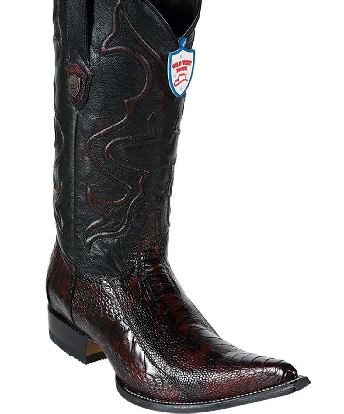 Men's Wild West Genuine Ostrich Leg Leather 3X Toe Boots Handcrafted
