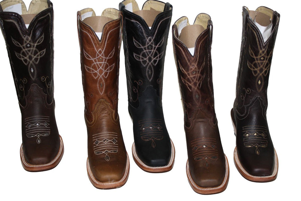 Cowgirl Western Lazer Cut Cow Hide Genuine Leather Boots