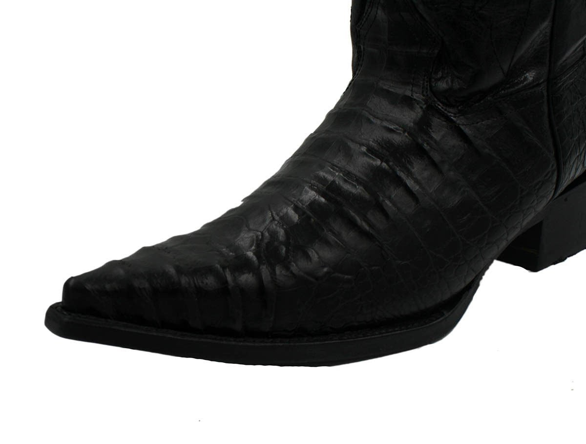 Dona Michi Men's Handcrafted Crocodile Alligator Belly Print Western Cowboy Boots