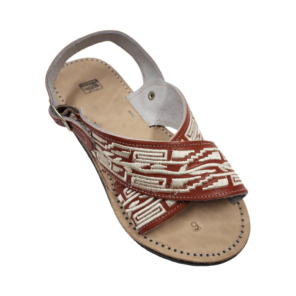 Dona Michi MEN LEATHER MEXICAN two strap PITEADO BORDADO SANDALS Huarache Cruzado Bordado