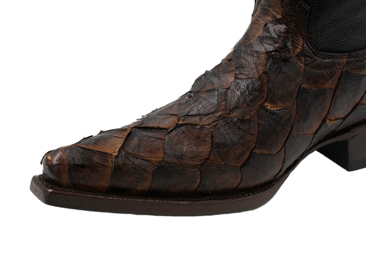 Men's Snip Toe Genuine Fish Skin Leather Cowboy Western Boots