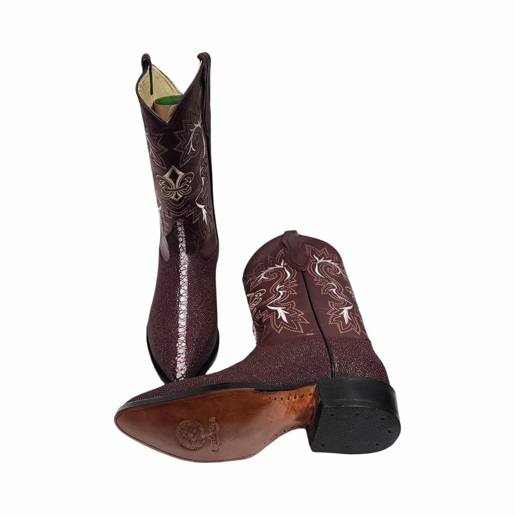 Dona Michi Men's Western Cowboy Exotic Stingray Print Leather Pointy Toe Boots Bota Vaquera Mantarraya Rodeo Puntal
