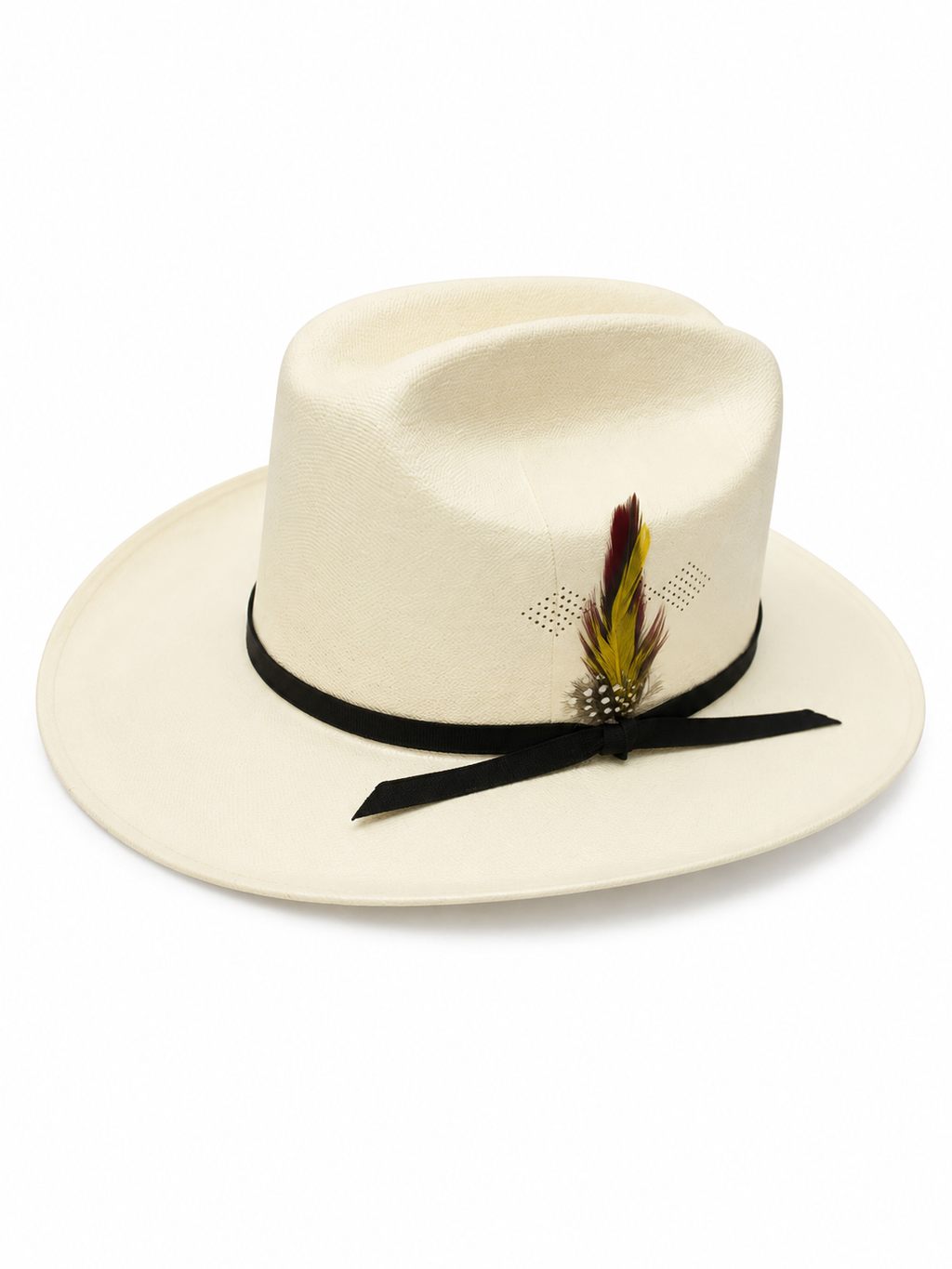Kids Western Cowboy Hat – Ivory Cream with Black Band & Feather – Ranchero Style