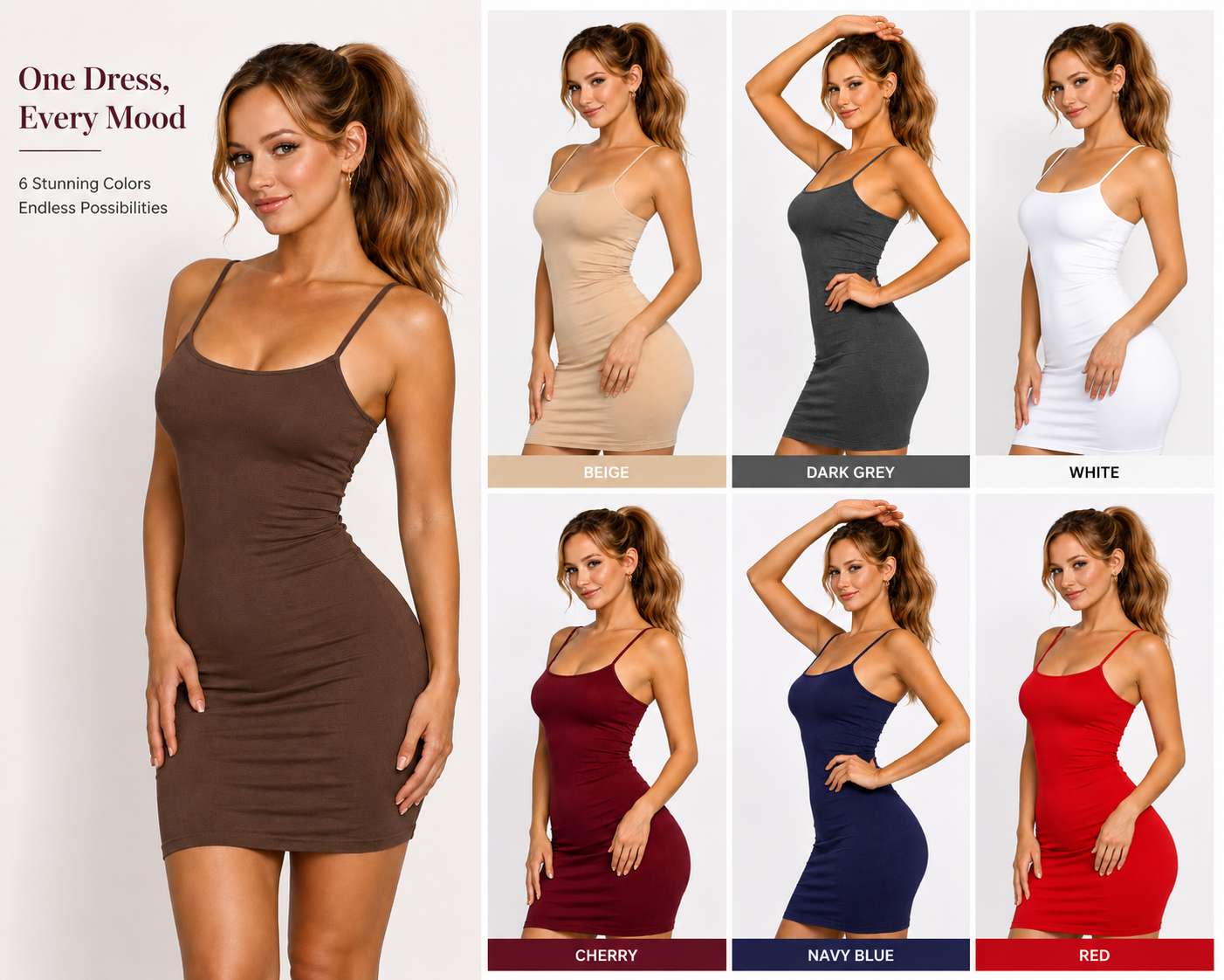 Camisole Spaghetti Strap Long Tank Top Layering women Mini Dress
