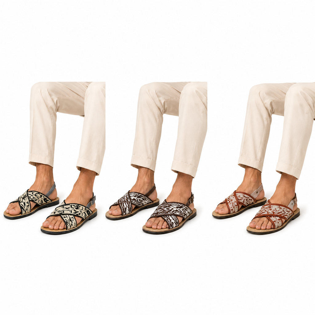 Men’s Genuine Leather Mexican Huarache Sandals – Cross-Strap Sandal
