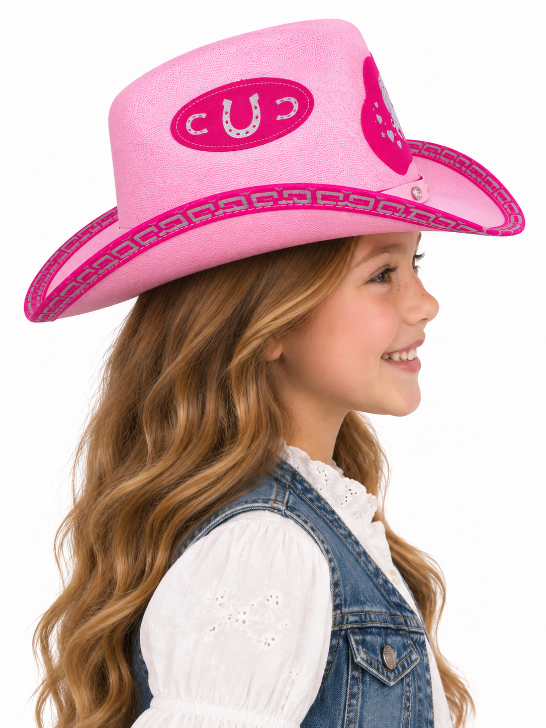 Girls’ Pink Unicorn Western Cowboy Hat – Rhinestone Kids’ Straw Hat