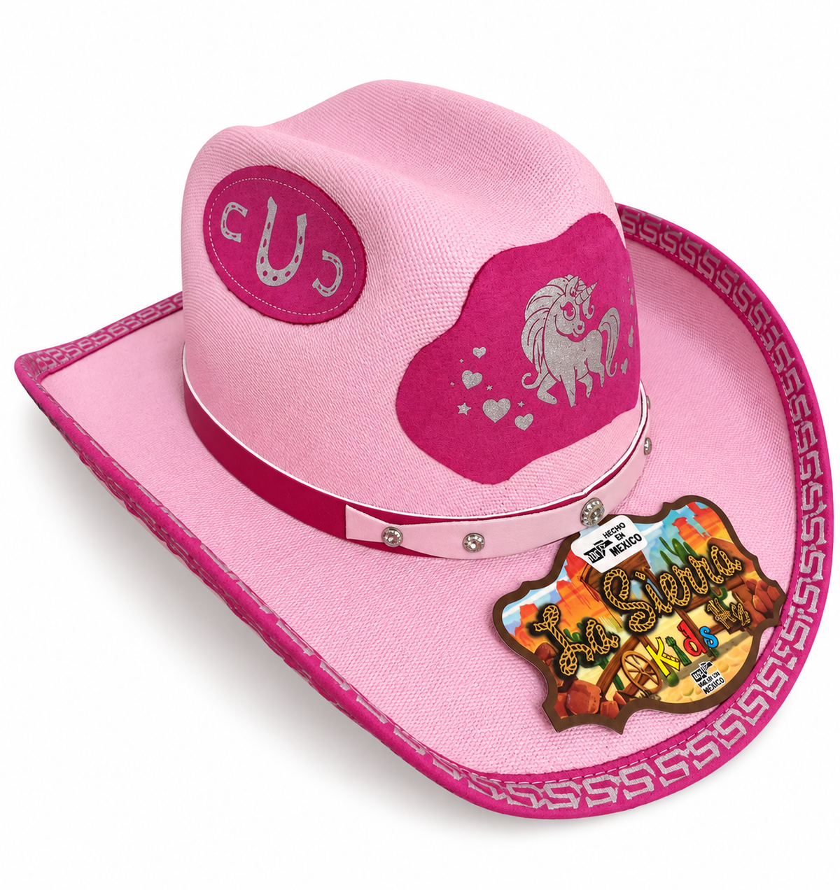 Girls’ Pink Unicorn Western Cowboy Hat – Rhinestone Kids’ Straw Hat