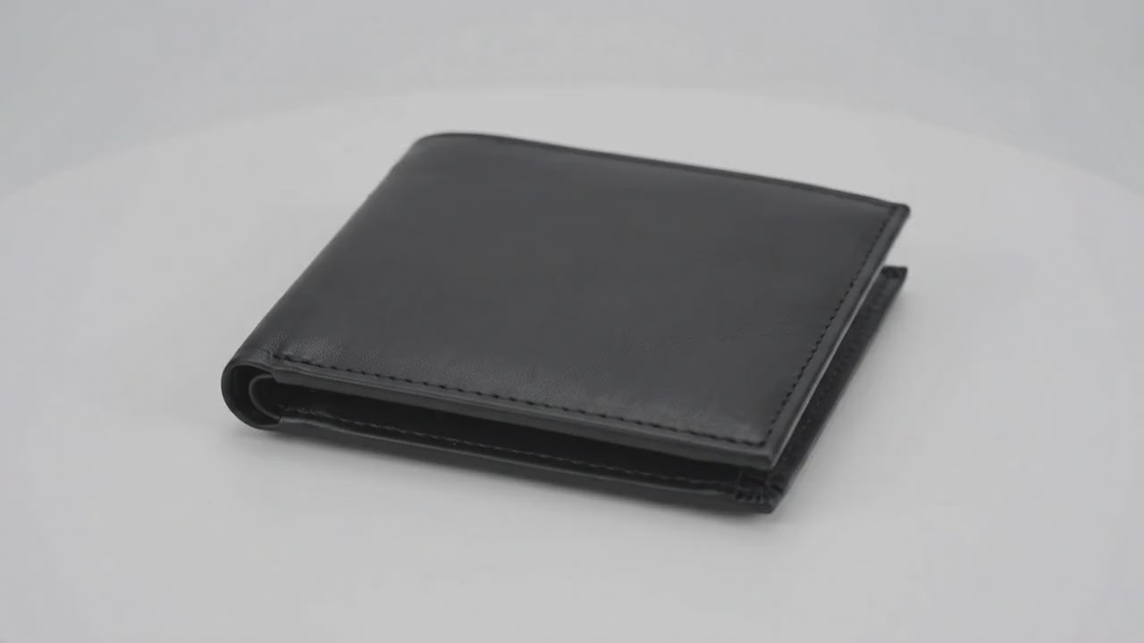 Men’s Genuine Leather Bifold Wallet with ID Window & Card Slots