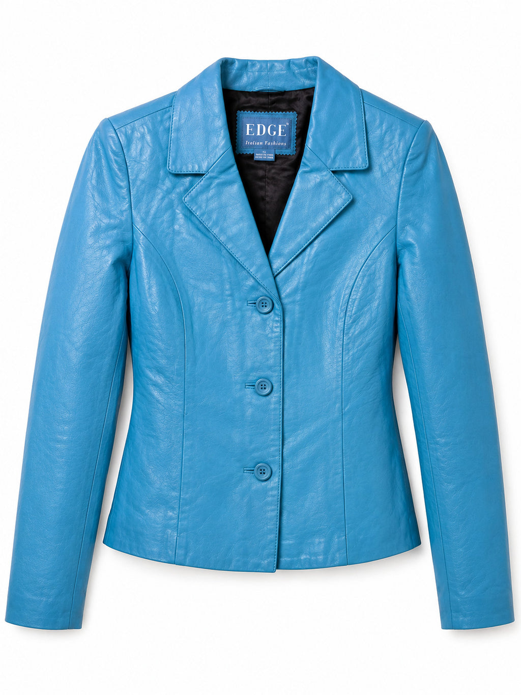 Genuine Blue Color Leather Women Jacket  Fitted Blazer Style, Tailored