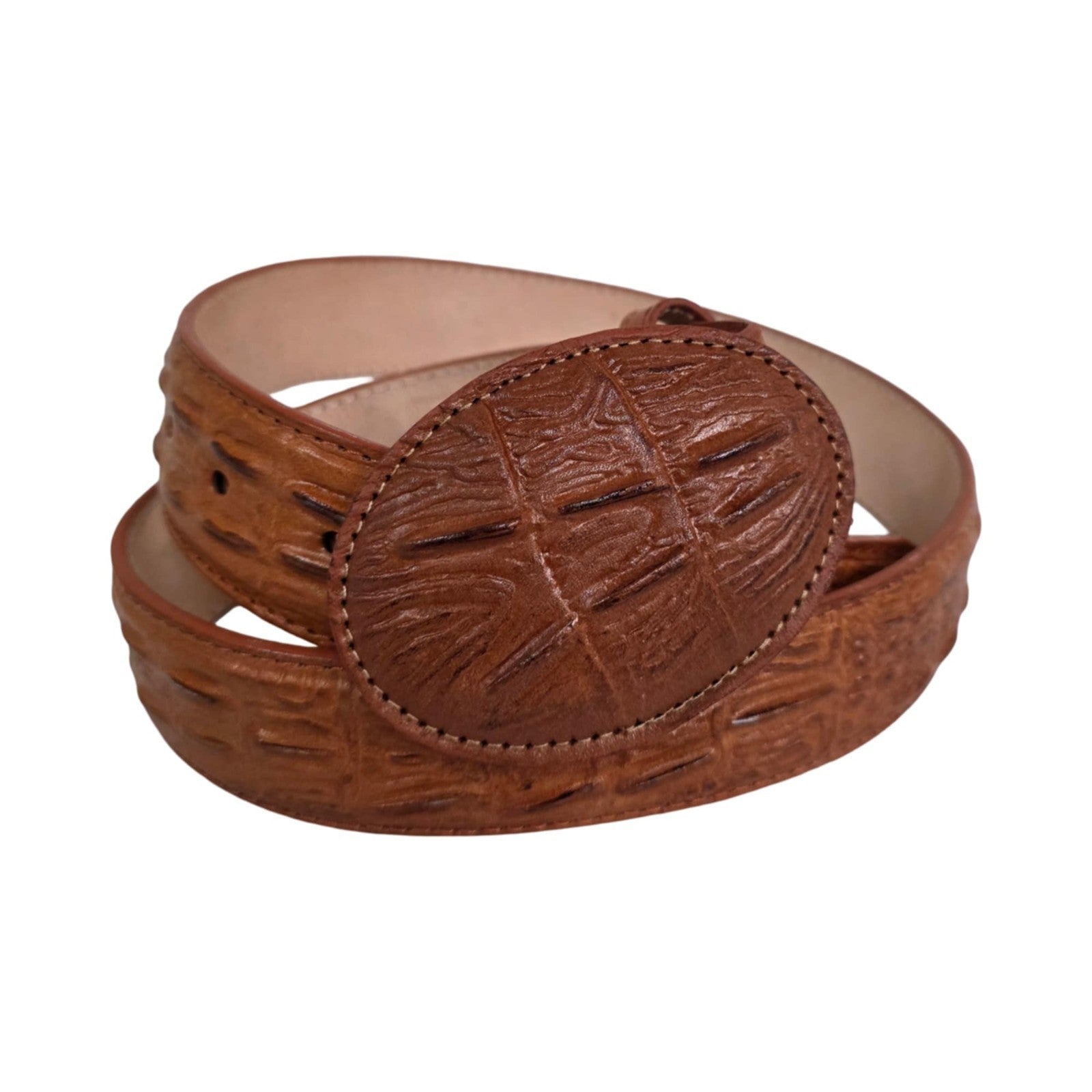 Genuine Cowhide Crocodile Print (Imitation) Leather Cowboy Belt Handcrafted